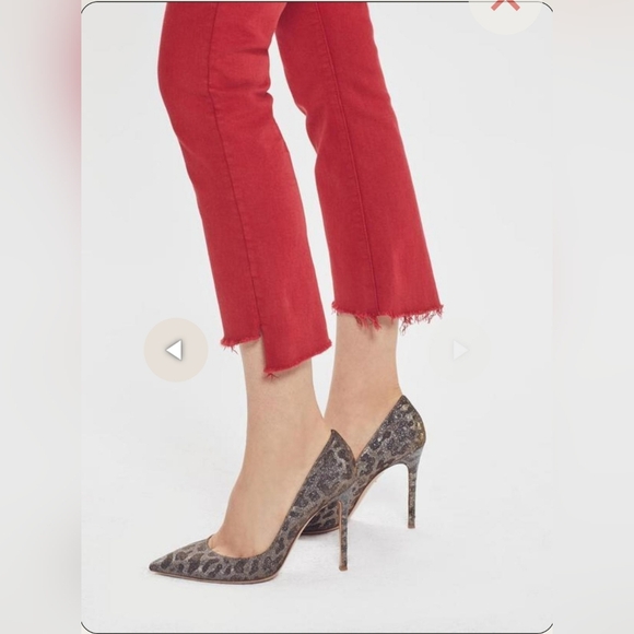 Mother The Insider Crop Step Fray in Hot Rod Red Size 24 - Picture 3 of 9